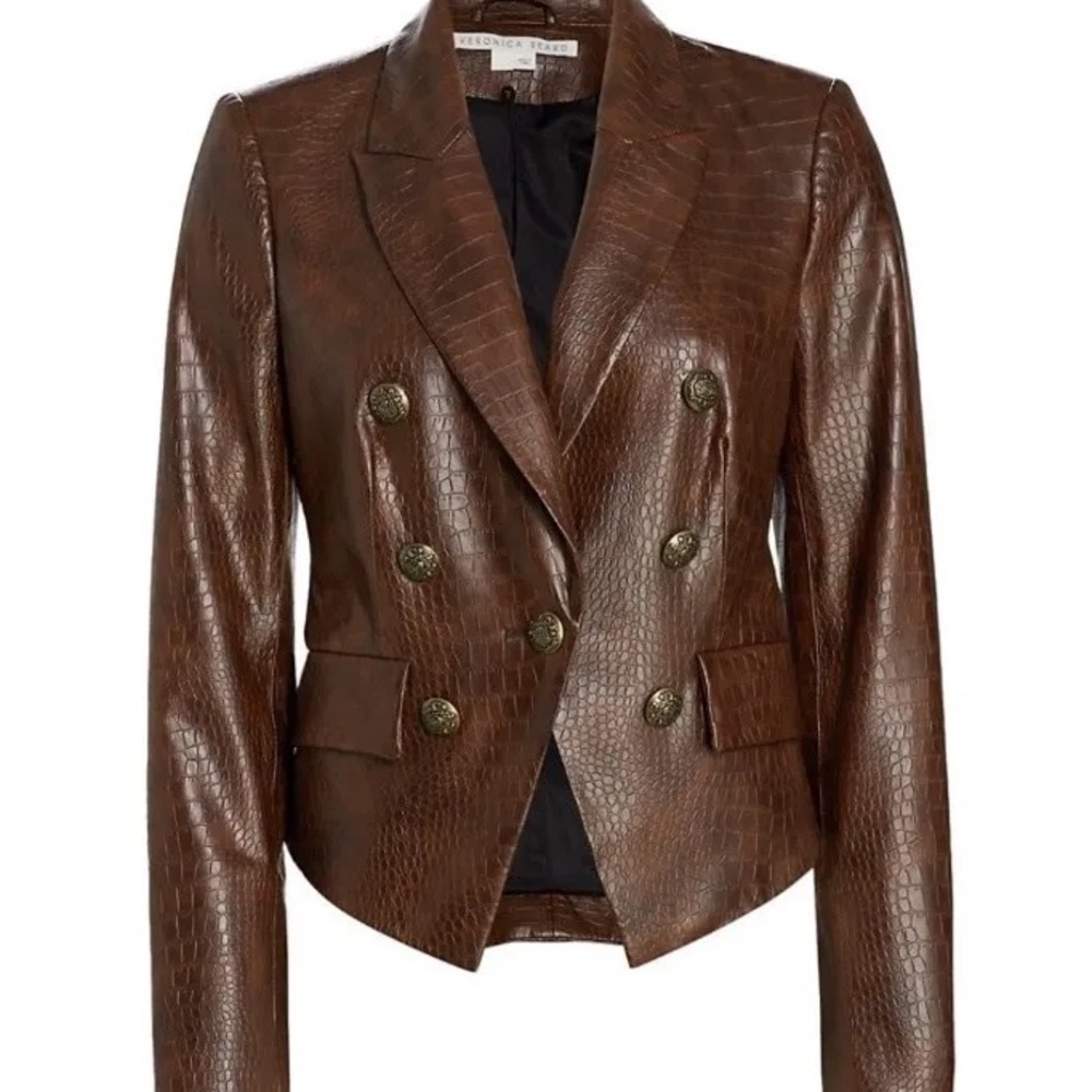 NWT Veronica beard cookie Dickey jacket in brown croc